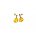 Amber Button Drop Earrings